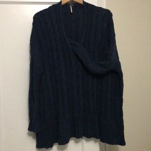 navy blue oversized free people knitted sweater